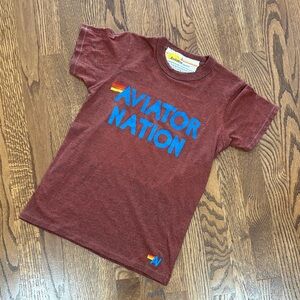 Aviator Nation Women’s Burgundy Tee with Blue Logo